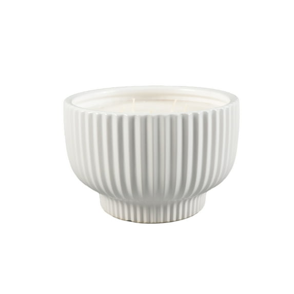 8" MTWH Ceramic rib Bowl Candle (50oz) - Bamboo