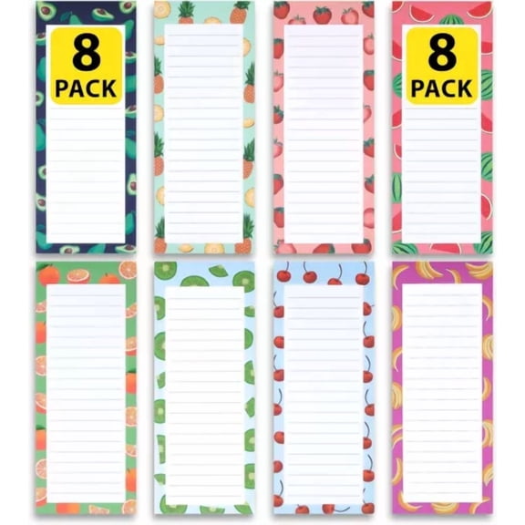 8 Magnetic Notepads For Grocery List, Shopping Medium 8 Pack