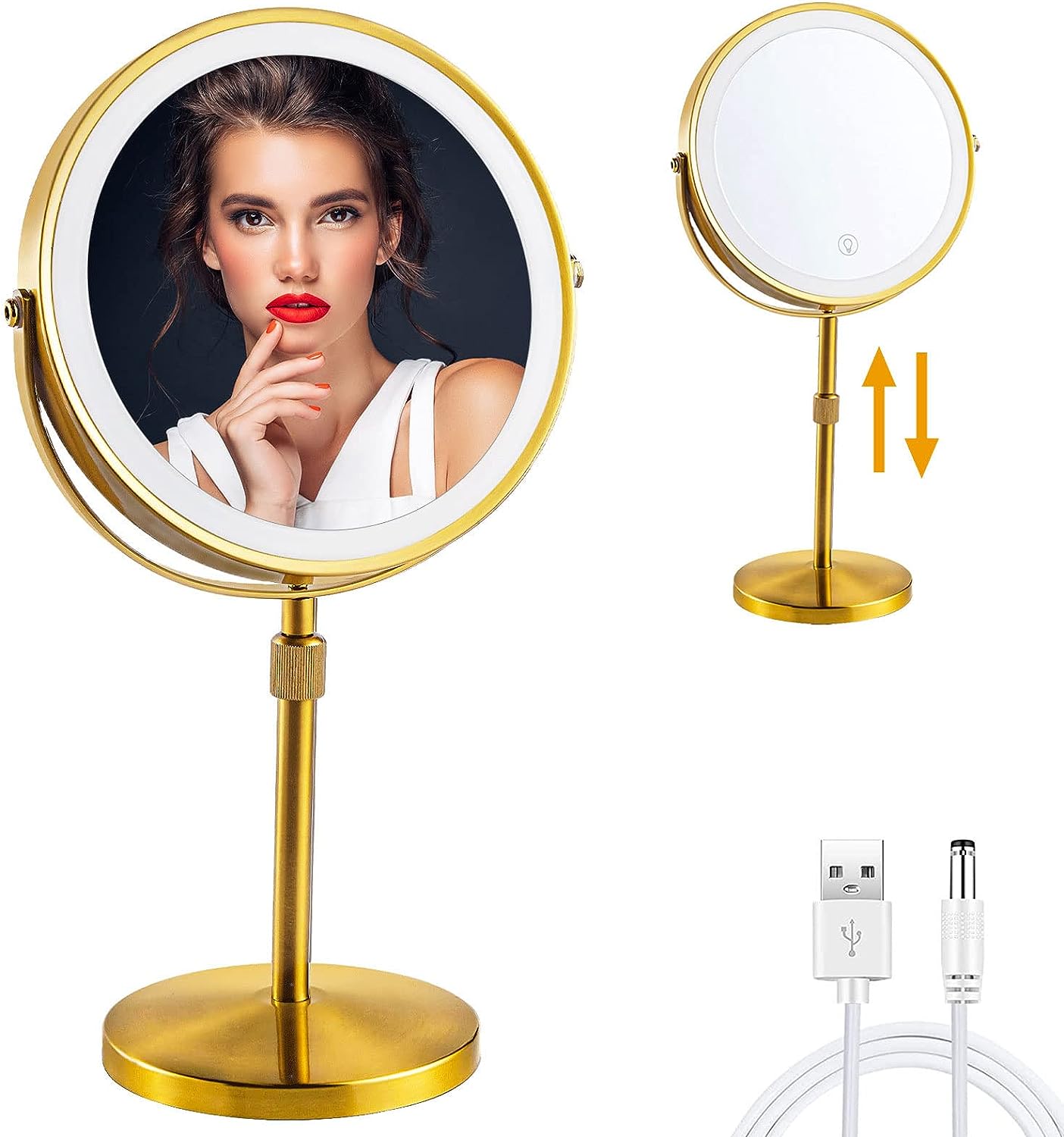 8" Makeup Mirror with 3 Led Lights, 10X Magnifying Mirror with