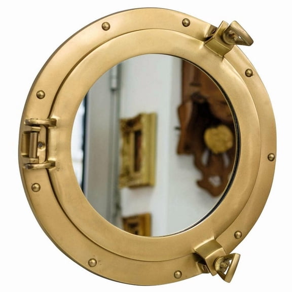 8" Maritime Brass Porthole Round Window Glass Nautical Boat Ship Porth Mirror Christmas Gift