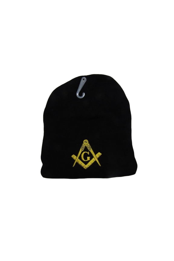 8" Mason Masonic Lodge Letters Black Embroidered Beanie Skull Cap Hat (RAM)