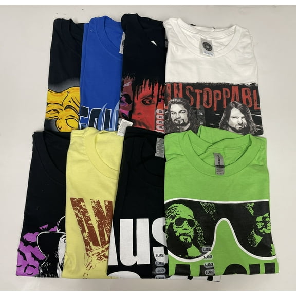 8 Men Size X-Large WWE T-shirts Cena Orton Undertaker The Rock Lot 2