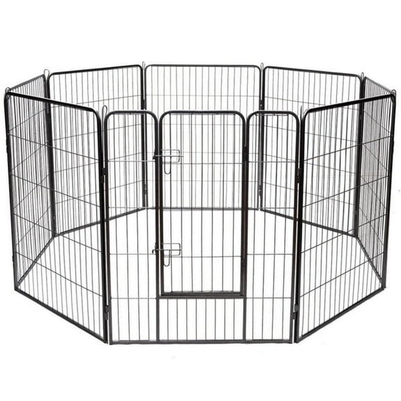 8 Metal Panel Heavy Duty Pet Playpen Dog Fence with Door-40 Inch, Chicken Run Pen for Yard with Cover Outdoor Chicken Cage Enclosure Crate Outside