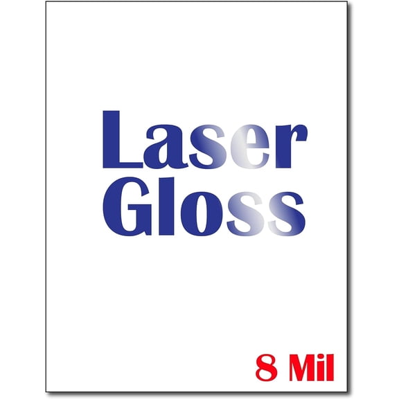 8 Mil Laser Gloss Cardstock - Single Sided Glossy Photo Paper for Laser Printers - 8 1/2" x 11" - 50 Sheets