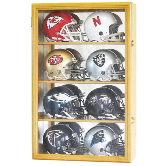 8 Mini Helmet Display Case Cabinet (Mirror Back)
