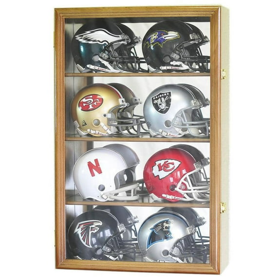 8 Mini Helmet Display Case Cabinet (Mirror Back)