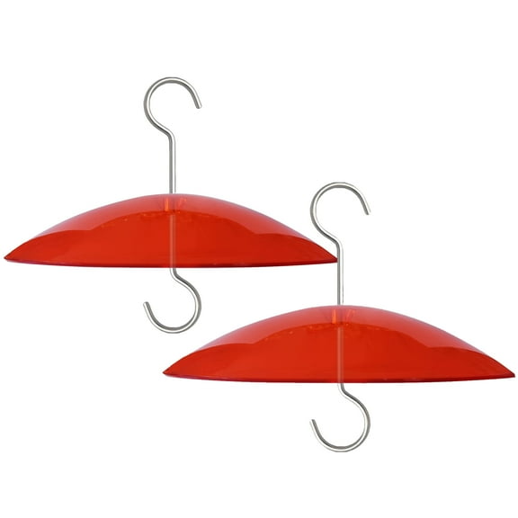8" Mini Weather Guard for Bird Feeder - 2 PC x Small Protective Dome Cover against Rain / Snow / Sun - Red Dia. 20CM