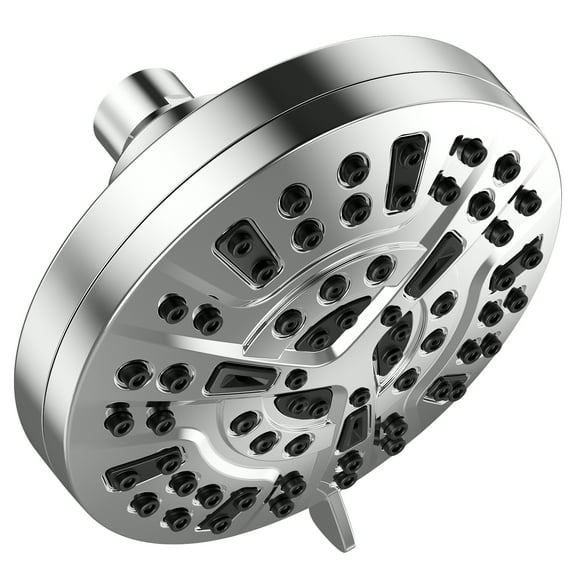 8-Mode High Pressure Shower Head, Premium High Flow Fixed Showerhead with Anti-Clogging Silicone Nozzles, 5.2 Inch Luxury Modern Showerhead with Adjustable Angle, Polished Chrome (2.5 GPM)