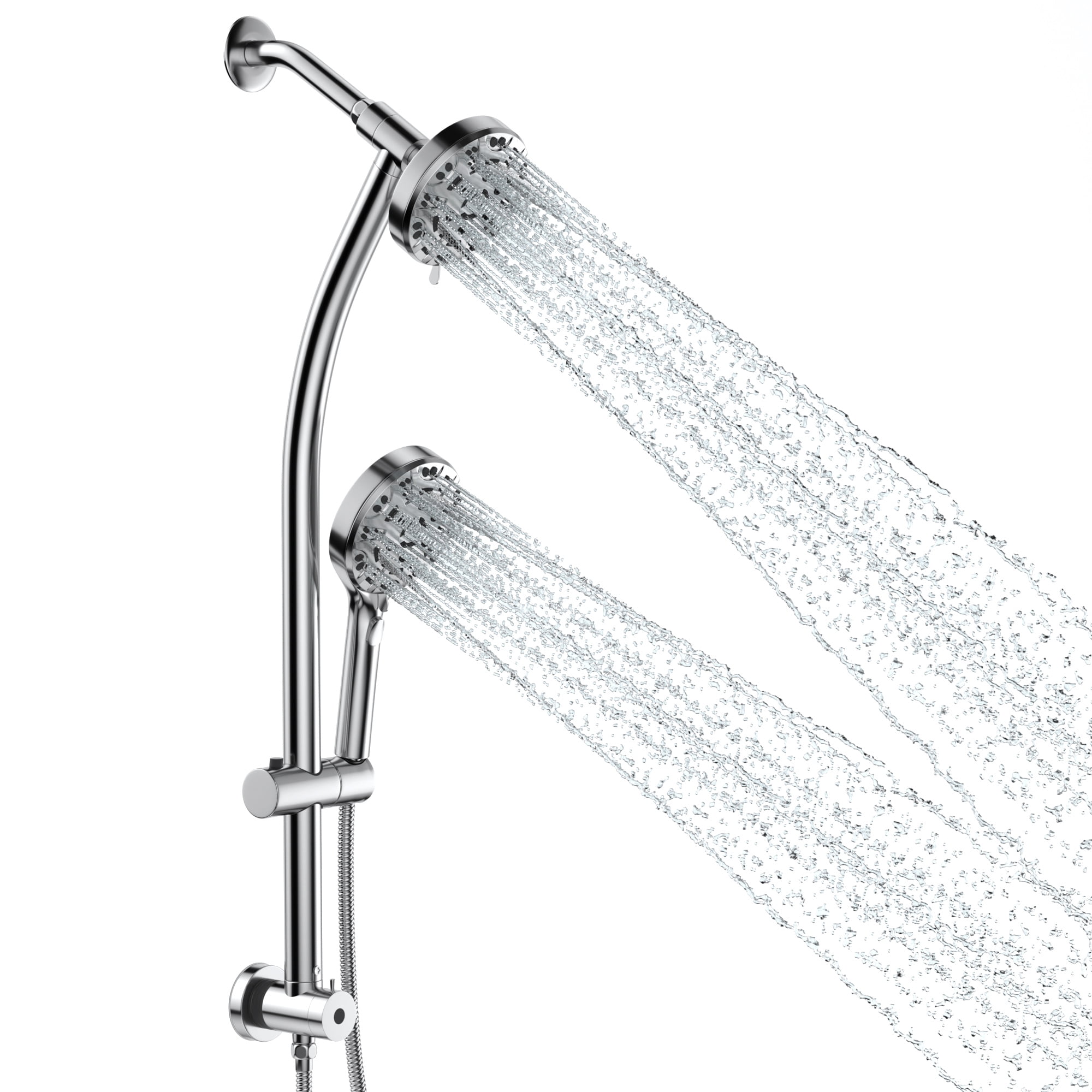 8Mode Rain Shower Head with Handheld Shower Set with Pause Buttom and