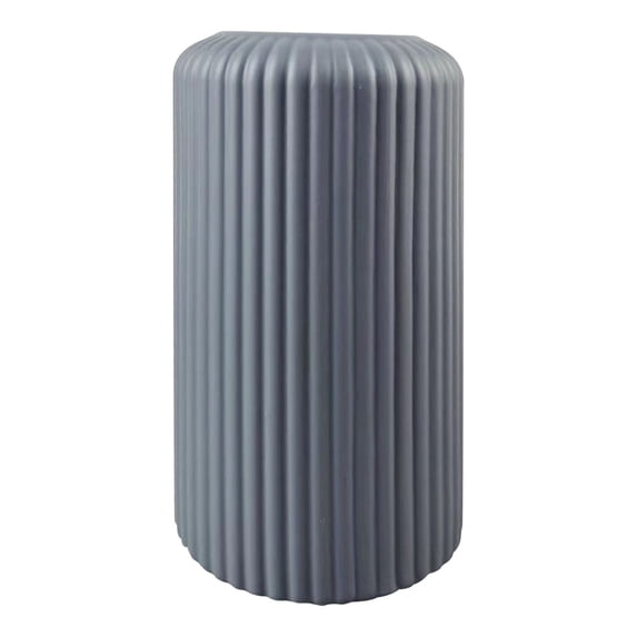 8" Modern ABS Flower Vase - Ribbed Textured Small Decorative Vase for Pampas Grass & Stems - Farmhouse Chic Centerpiece for Tables, Shelves & Mantels