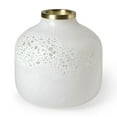 thumbnail image 1 of 8" Modern Pearl White Gold Rim Rounded Square Glass Vase, 1 of 9