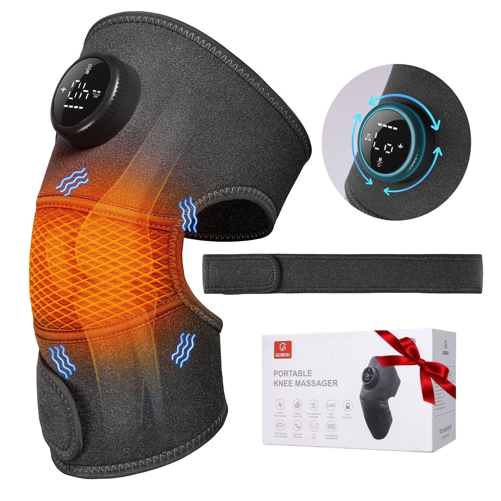 8 Modes & 20 Intensities Cordless Heated Knee Massager,Heating Pad for Shoulder, Elbow,Pain Relief,Arthritis,Perfect Holiday Gift for Men & Women