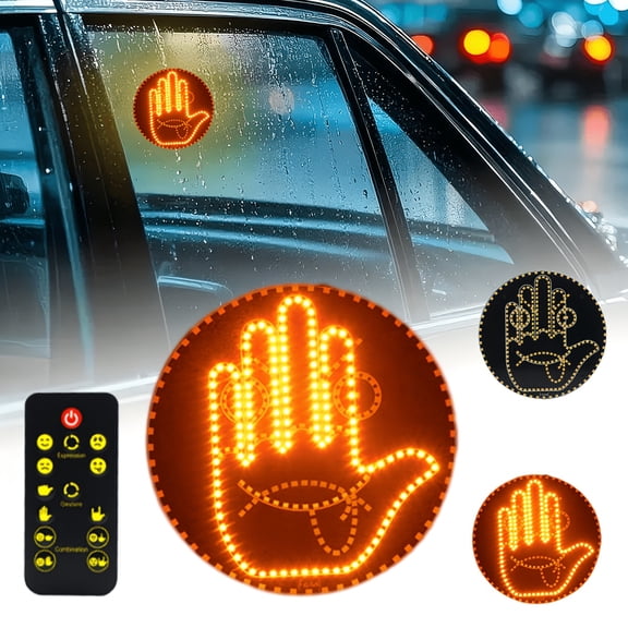 8 Modes Car Gesture Lights, Smart Ambient Mood Lighting with Remote Control 8 Mode Fun Finger Lights, Rechargeable LED Gesture Lights for SUV, Easy Install Kit, Funny Car Window LED Sign