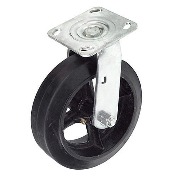 Global Industrial Heavy Duty Swivel Plate Caster 8"" Mold-On Rubber Wheel 600 Lb