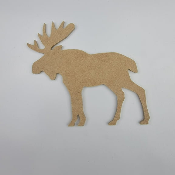 8" Moose, Unfinished MDF Art Shape by Wooden Craft Cutouts, 1-4 Thickness
