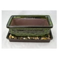 thumbnail image 1 of 8" Moss Green Rectangular Planter Pot with Tray, Rocks & Mesh - Cactus Succulent Pots Indoor Outdoor, 1 of 9