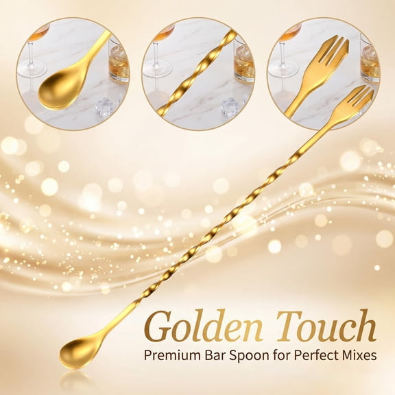 8 Multicoloured 10 Inch Stainless Steel Cocktail Stirring Spoons For Bartender And Home Use