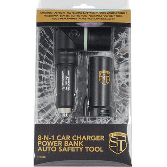 8-N-1 Car Charger Power Bank Auto Safety Tool