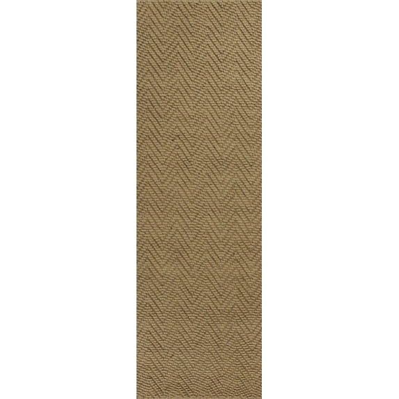 8' Natural Beige Hand Woven Herringbone Jute Indoor Runner Rug