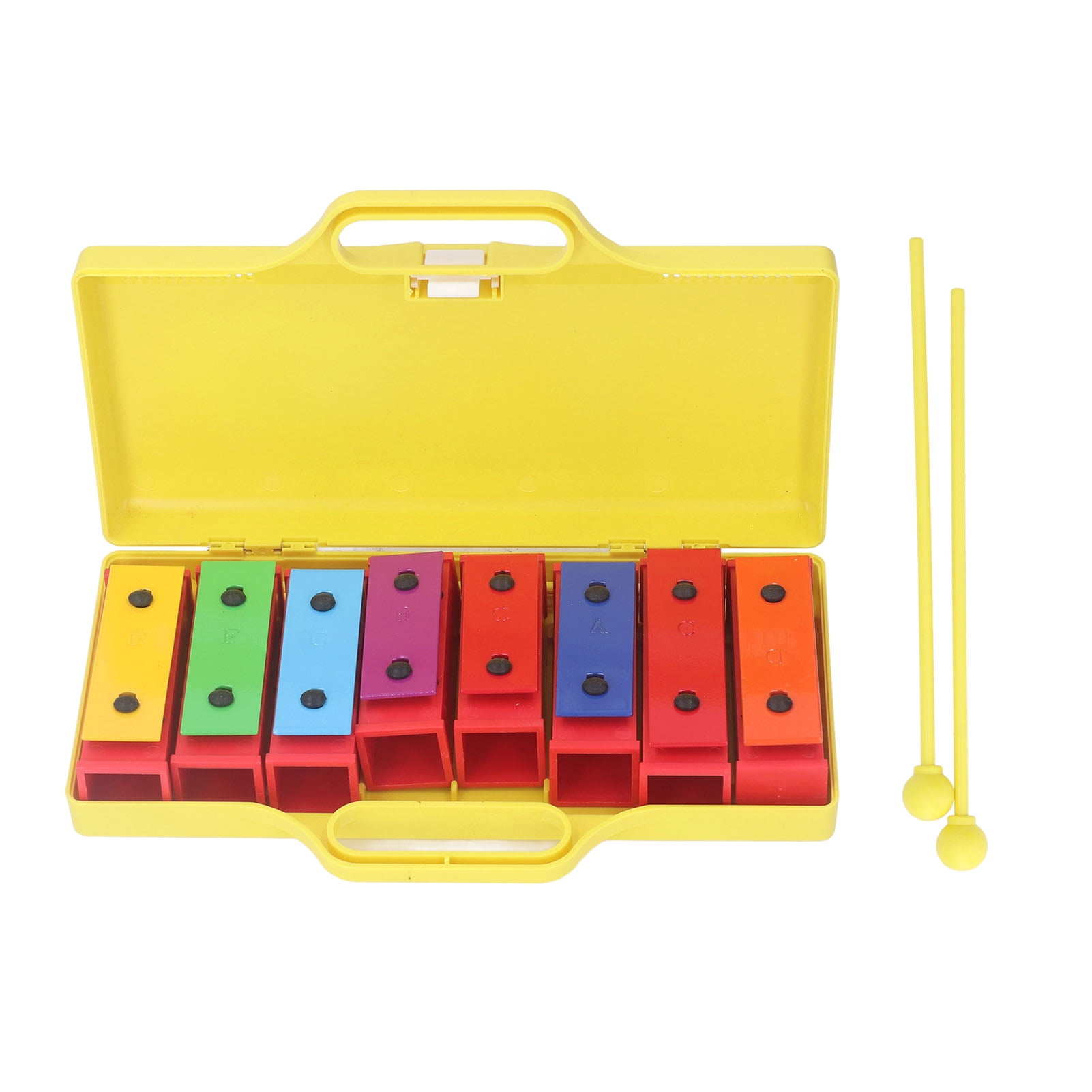 8 Note Colorful Resonator Bells with Case Removable Plates Plastic Case Percussion Mallet