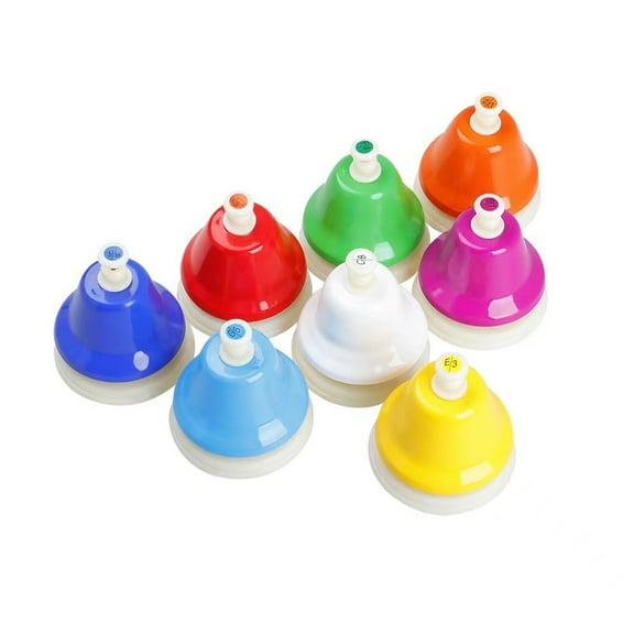 8 Note Diatonic Metal Bell Colorful Handbell Hand Percussion Bells Kit Musical Toy for Kids Children for Musical Learning Teaching