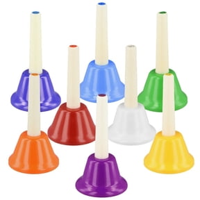 8 Note Diatonic Metal Hand Bells for Kids Toddlers Children, Musical Teaching Toy, Percussion Instrument for Church Chorus Wedding Family Party