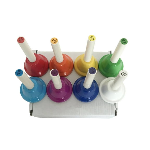 8 Note Handbells Set Colorful Hand Bells Percussion Instrument Musical Teaching Toy Gift for Toddler, Kid, Adults