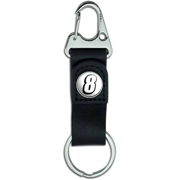 8 Number Eight Belt Clip On Carabiner Leather Keychain Fabric Key Ring