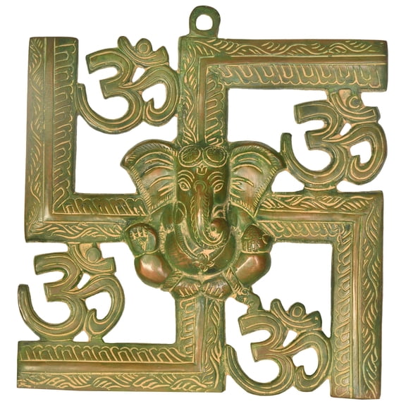 8" OM Ganesha Wall Hanging In Brass | Handmade | Made In India