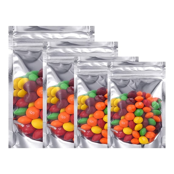 8 OZ Foil Mylar Bag, Zip Lock Pouch Bags 6.75" x 9" x 3", 50 Pcs Reusable Stand Up Food Pouches Bags w/Notch