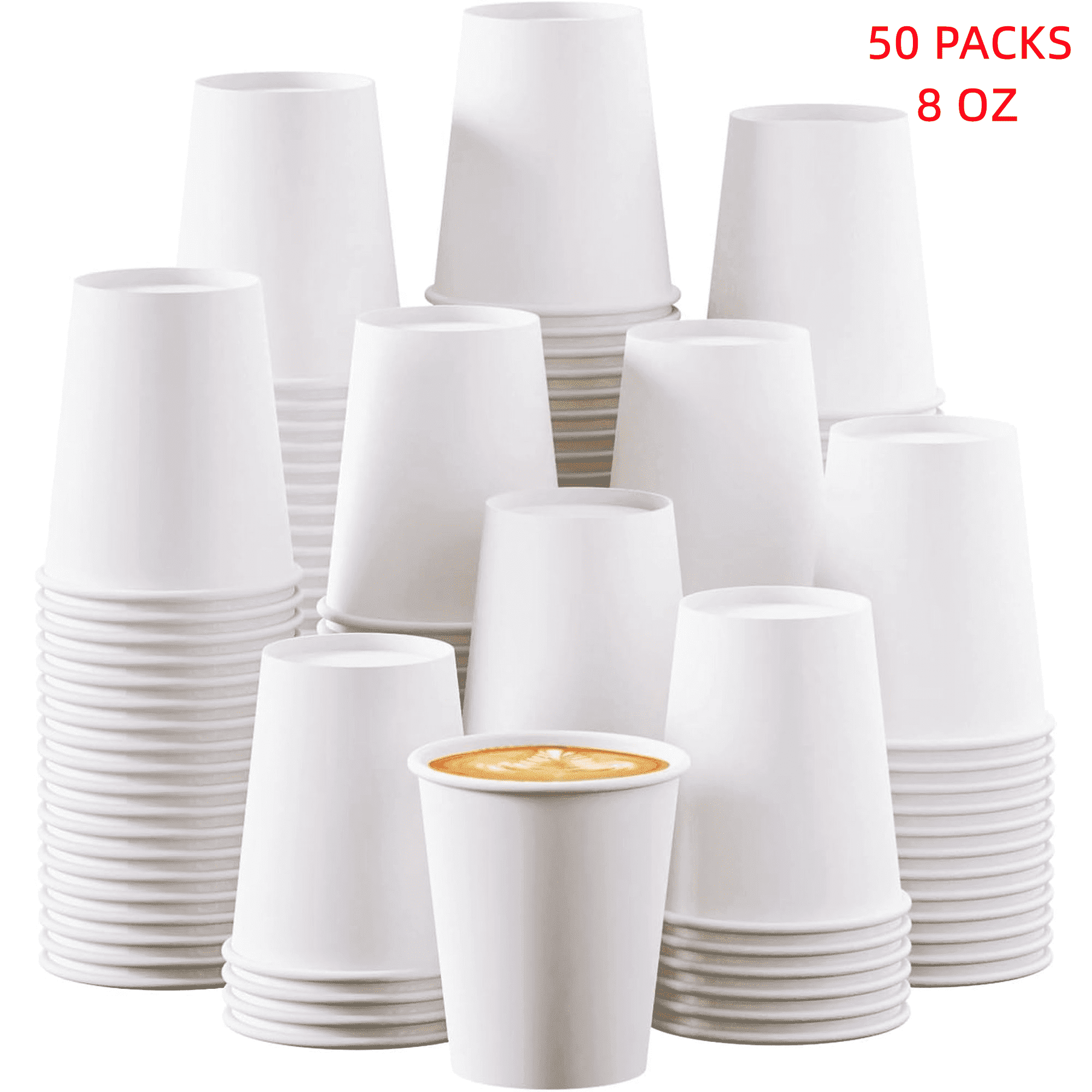 Ambifirner Disposable Coffee Cups 8 OZ, White Paper Cups, Leak Proof ...