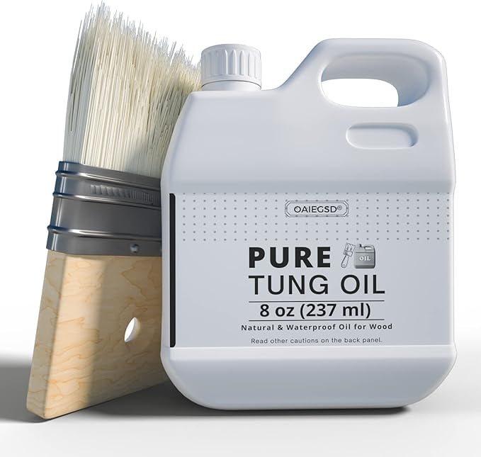 8 OZ Pure Tung Oil for Wood Finishing with Wood Brush, Waterproof Wood