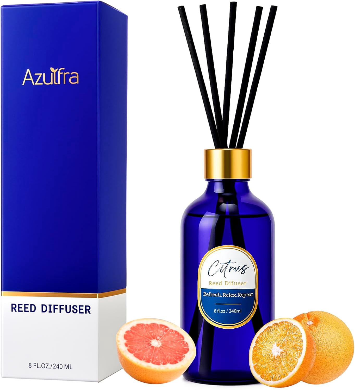 8 OZ Reed Diffusers Set Citrus, Luxury Scented Room Fresheners with 6 ...