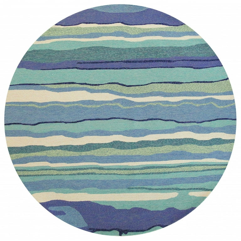 8'X10' Ocean Blue Hand Woven Uv Treated Ocean Waves Indoor Outdoor Area Rug 8'X10' Ocean Blue Hand Woven Uv Treated Ocean Waves Indoor Outdoor Area Rug
