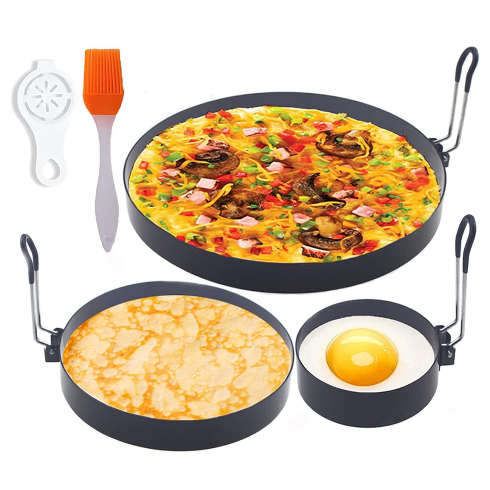 Non-stick Stainless Steel Egg Cooker Omelet Ring Set 8" Omelette Ring,6 ...