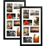 8 Opening 4x6 Collage Picture Frames Set of 2, Horizontal and Vertical Black Multi Photo Frame for Wall Mount