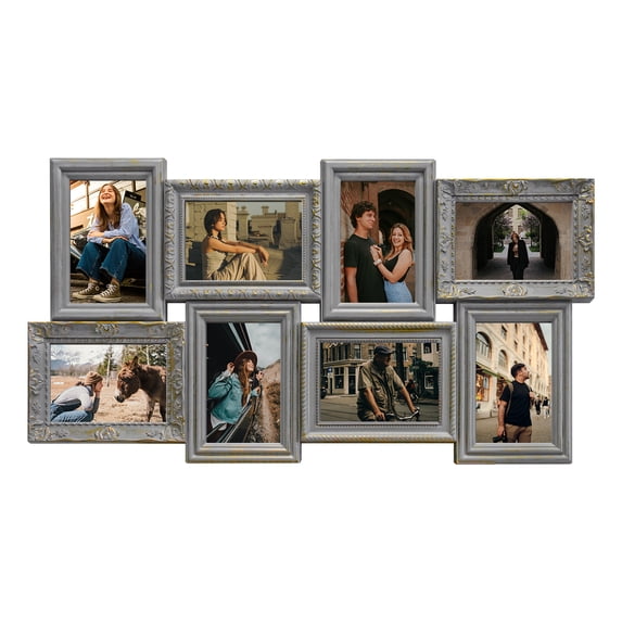 8-Opening 4x6 Gray Collage Picture Frame Showcase Memories Multi Decor Home Family Friend