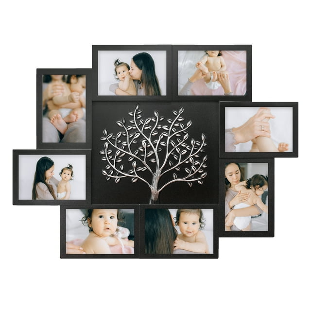 8Opening Black Collage Photo Frame Versatile Wall Display for Home