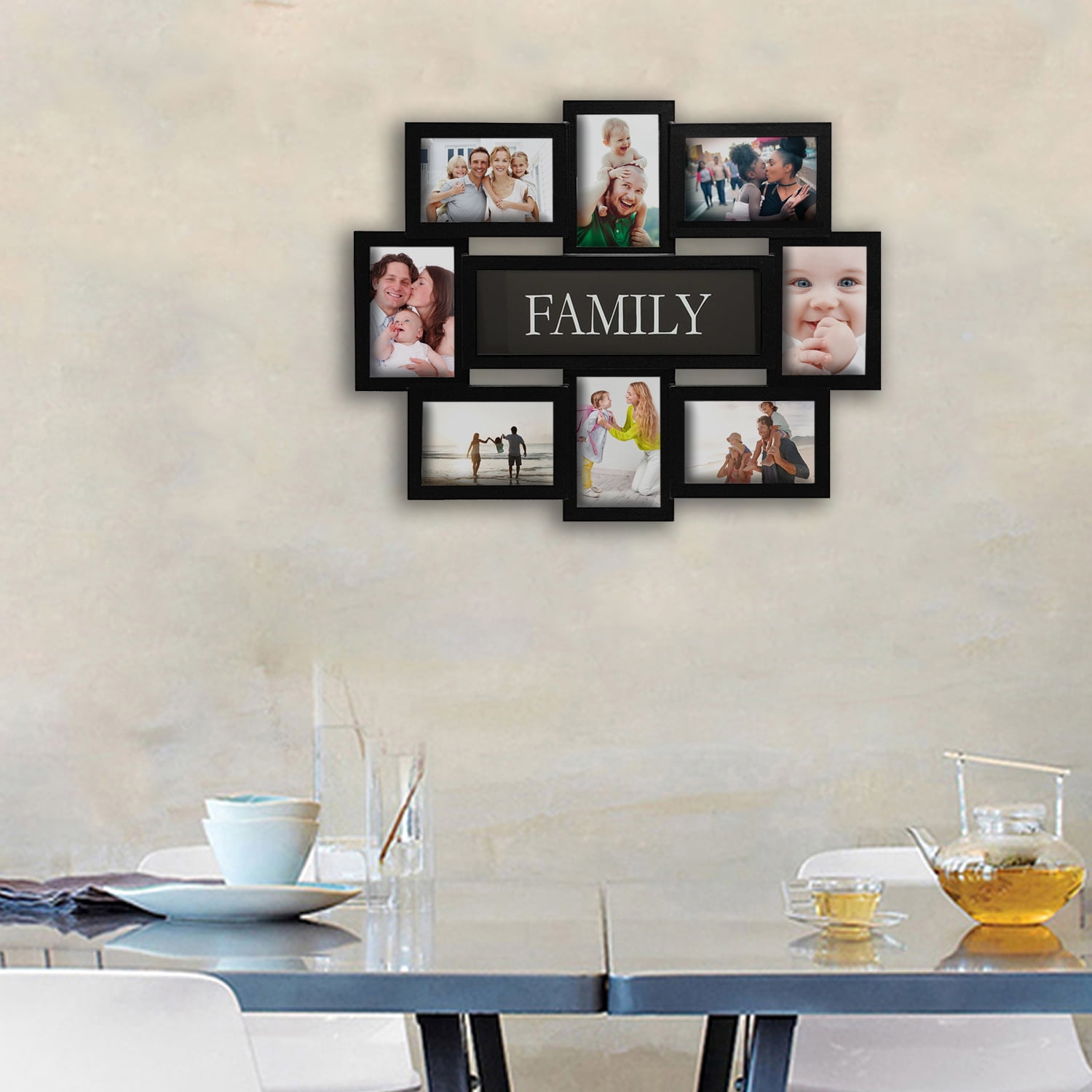 MELANNCO 7 Opening Collage Frame- Displays Four 6x4 and Three 6x4 Inch  Photos, 22.8x22.8 Inch.