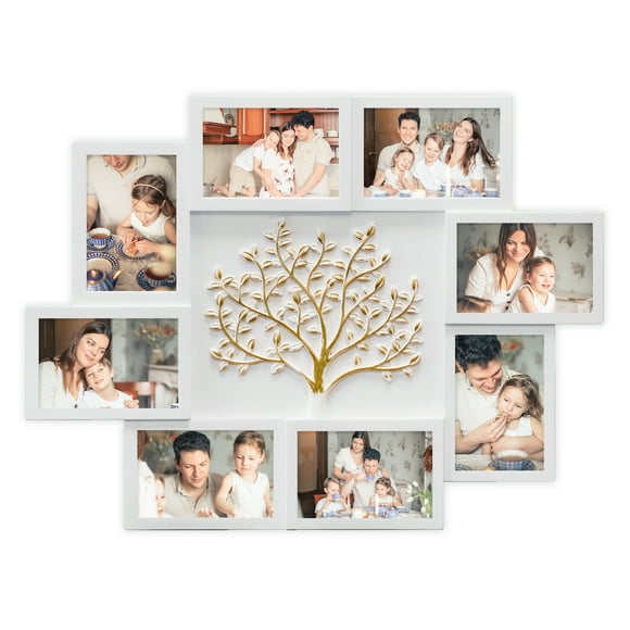 8-Opening White Collage Photo Frame - Multi-Decor Wall Display for Home, Family, and Friends
