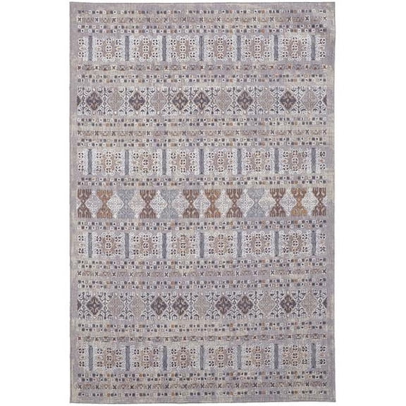 12' X 15' Orange Gray And White Geometric Power Loom Distressed Stain Resistant Area Rug