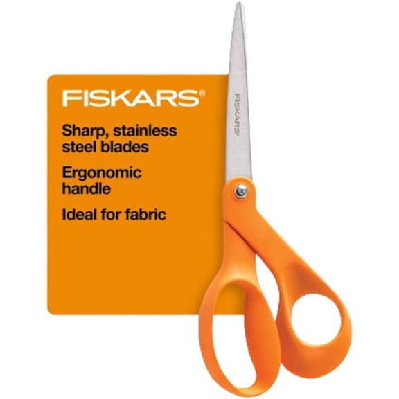 8" Original Orange-Handled Stainless Steel Scissors, Ergonomic and Keeps Material Flat, Sharp All-Purpo Paper and Fabric Scissors for Office, Arts, and Crafts