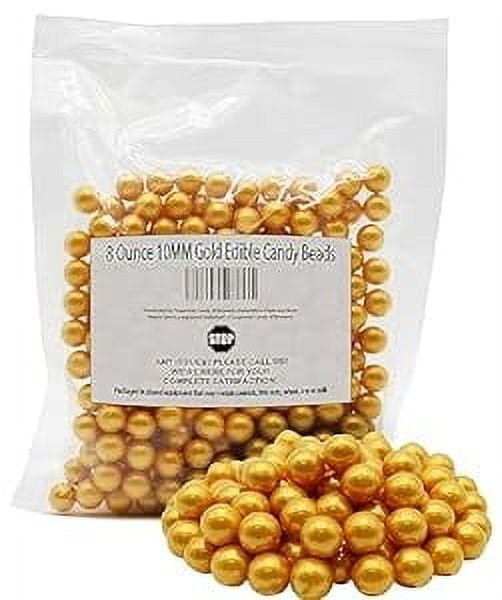 Naturejam 8ounce 10MM Gold Edible Candy Beads For Decorating Wedding Cake-Gemstone Candy For Parties