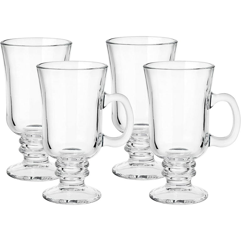 Paisener Clear Glass Coffee Mugs Set of 4, 13 oz large glass mugs