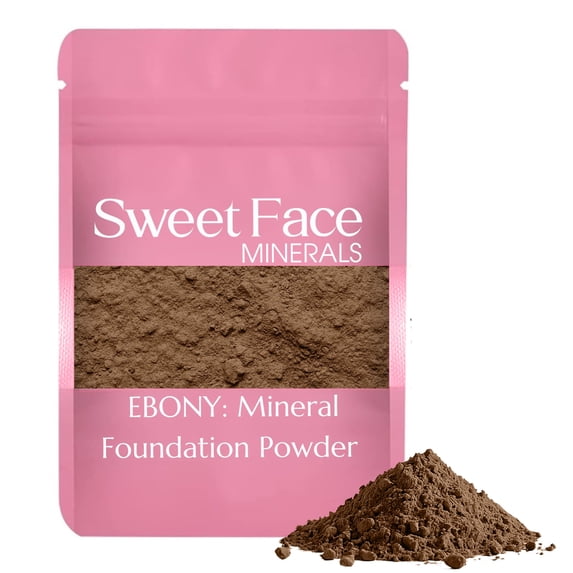 Ebony Foundation Shade – Bulk Mineral Makeup Refill Pouch, 8 oz – Sweet Face Minerals