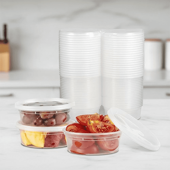 8-Ounce Plastic Food Storage Containers with Airtight Lids, 40-Piece Set for Meal Prep, Deli, Slime, and Soup | BPA-Free, Stackable, Leakproof, Microwave, Dishwasher, and Freezer Safe