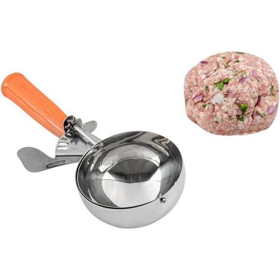 8 Ounce Portion Scoop 1 Durable Disher Scoop - Thumb Trigger Orange Stainless Steel Ice cream Disher For Portion Control For Ice Cream Mashed Potato And Cookie Batter