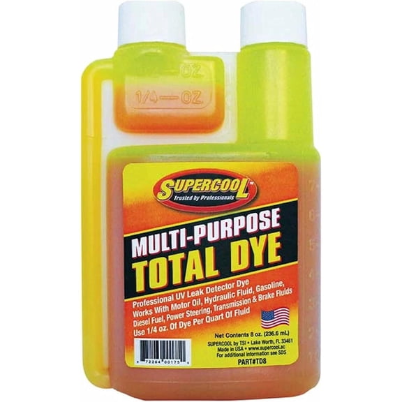 8 Ounce Uv Leak Detection Dye Orange Tint For Motor Oil Gas And Fluids