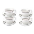 thumbnail image 1 of 8 Ounces Silver Porcelain Tea/Coffee Set (4-piece set) This charming 4-piece porcelain tea/coffee cup and saucer set is housed in a beautiful, elegant rectangular black box. It is suitable for 4 peop, 1 of 4