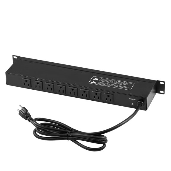 8 Outlet 1U Rack Mount PDU, 15A 120V Power Distribution Unit with Surge and Overload Protection for 19 Inch Server Rack Home Office